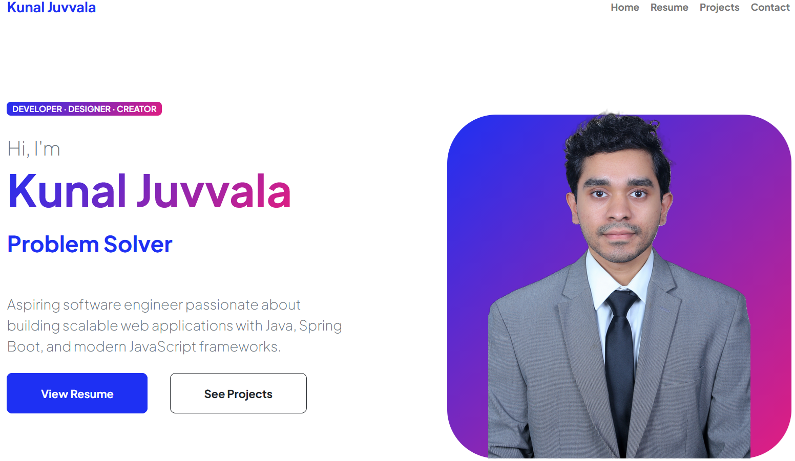 Portfolio website screenshot